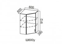 Шкаф навесной угловой 600 Ш600у-912 912х600х600мм Прованс